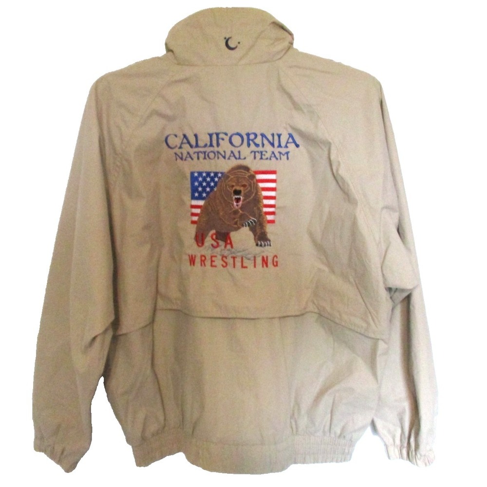 VTG 90s Luna Pier California National Team USA Wrestling Jacket Bear Flag Men  L